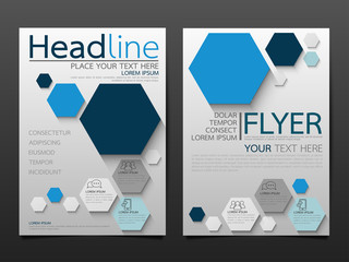 Wall Mural - blue business annual report brochure flyer design template vector, leaflet cover presentation abstra