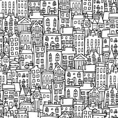 Wall Mural - European cityscape, seamless pattern for your design