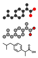 Sticker - Ibuprofen pain and inflammation drug (NSAID) molecule.