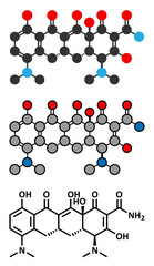 Sticker - Minocycline antibiotic drug (tetracycline class) molecule.