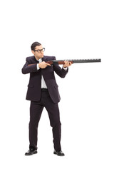 Sticker - Businessman shooting with a rifle