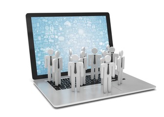 Wall Mural - group of people figures on laptop, 3d render