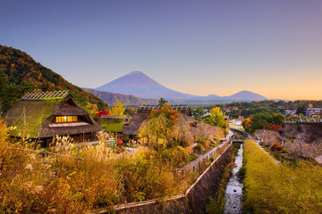 Fototapete - Mt. Fuji and VIllage
