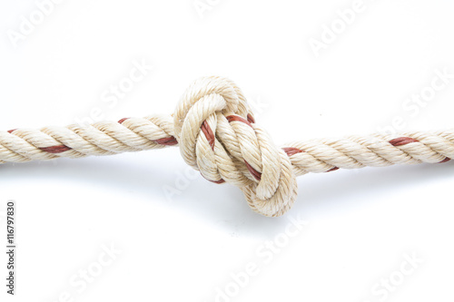 Obraz Dibond jute ropes with knot isolated