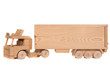 Wooden toy truck isolated on a white background