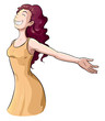 © husk_eisborn - Mujer feliz en vestido con brazos abiertos disfrutando la vida