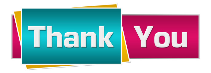 Wall Mural - Thank You Turquoise Pink Horizontal 