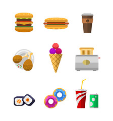 Wall Mural - Vector food icons