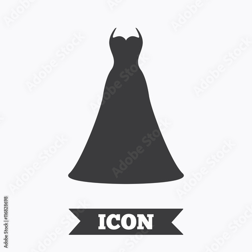 Wedding dress sign icon. Elegant bride symbol. Stock Vector | Adobe Stock