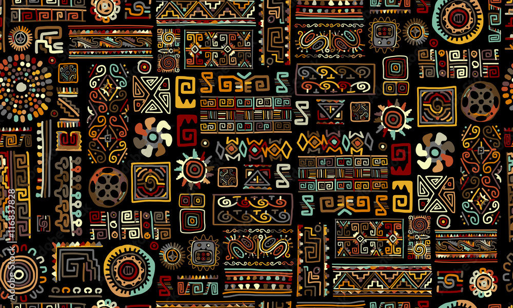 Ethnic handmade ornament, seamless pattern for your design - obrazy, fototapety, plakaty 
