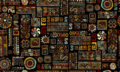Papier Peint - Ethnic handmade ornament, seamless pattern for your design