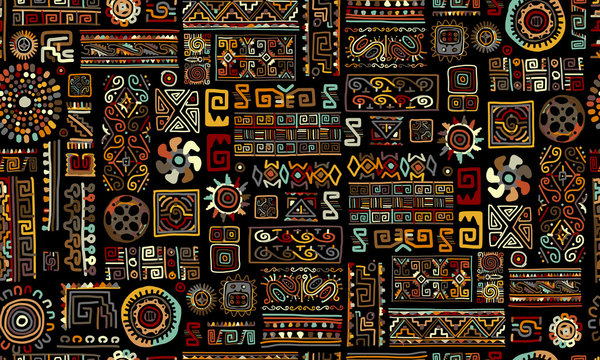 Fototapete -  - Ethnic handmade ornament, seamless pattern for your design