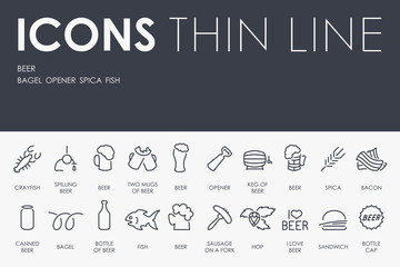 Canvas Print - Beer Thin Line Icons