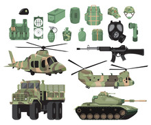 Illustration Of Military And Supplies.