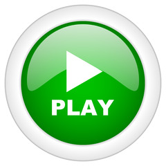 Poster - Green glossy round play vector web icon