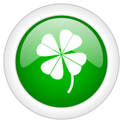 Aufkleber - Green glossy round four-leaf clover vector icon