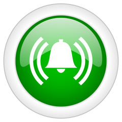 Aufkleber - Green glossy round vector alarm web icon
