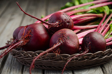 Fresh Beets On Wooden Background, Selective Focus