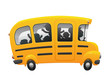 Kids riding on school bus.