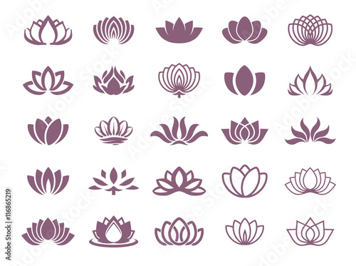 Fotografiet  Lotus symbol illustration icon set