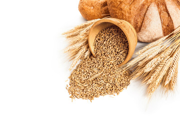 Wheat and bread isolated 