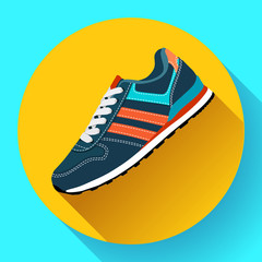 Wall Mural - fitness sneakers shoes for training running shoe flat design with long shadow