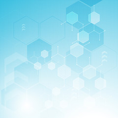 Wall Mural - abstract health care innovation concept background clean molecular hexagon structure design
