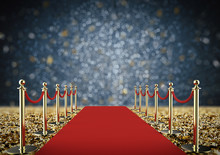 Red Carpet With Rope Barrier 