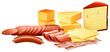 Cheese and different kinds of meat products