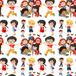 © blueringmedia - Seamless background with boys and girls