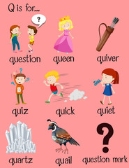 Poster - Many words begin with letter Q