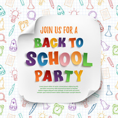 Wall Mural - Back to school party poster template.