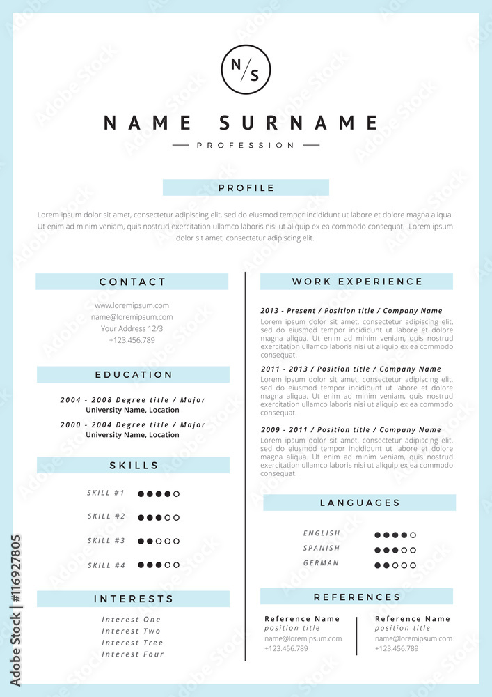 Resume template Stock Vector | Adobe Stock