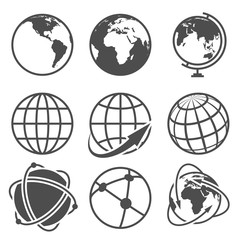 Wall Mural - Globe earth vector icons set