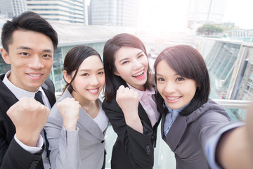 Sticker - businesspeople smile happily in hongkong