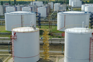 Big industrial oil tanks in a refinery base