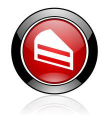Leinwandbilder - Red and black round glossy web cake vector icon