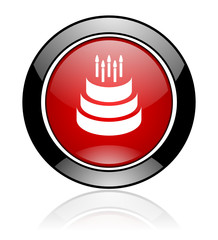 Leinwandbilder - Red and black round glossy web cake vector icon