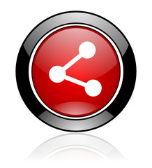 Leinwandbilder - Modern design red and black circle vector share icon. Round web net button. 