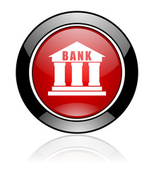 Fototapete - Modern design red and black circle vector bank icon. Round web finance button. 