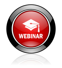Aufkleber - Modern design red and black circle vector webinar icon. Round web e-learning button. 