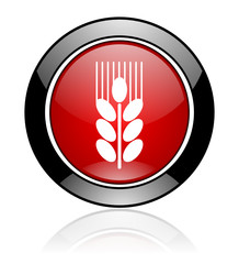 Poster - Modern design red and black circle vector grain icon. Round web cereal button. 