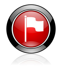 Aufkleber - Modern design red and black circle vector flag icon. Round web mark button. 