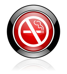 Poster - Modern design red and black round no smoking vector icon