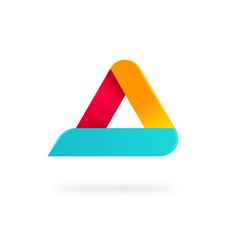 Wall Mural - triangle logo with rounded corners vector isolated on white background, blue orange red gradient abs