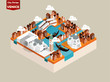 beautiful isometric style design concept of venice city, italy ,the famous city of the world isometric design concept