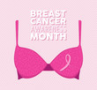 © Cienpies Design - Pink bra and ribbon illustration for breast cancer