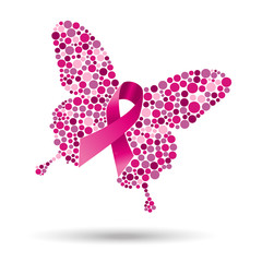 Wall Mural - Breast cancer butterfly illustration for support