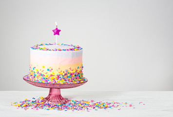 Wall Mural - Colorful Birthday Cake with Sprinkles