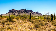 The Town Of Apache Junction At The Foot Of Superstition Mountain In Tonto National Forest In Arizona, USA